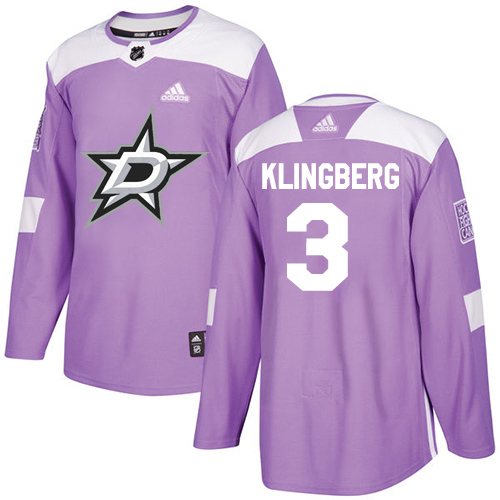 Adidas Stars #3 John Klingberg Purple Authentic Fights Cancer Stitched NHL Jersey - Click Image to Close